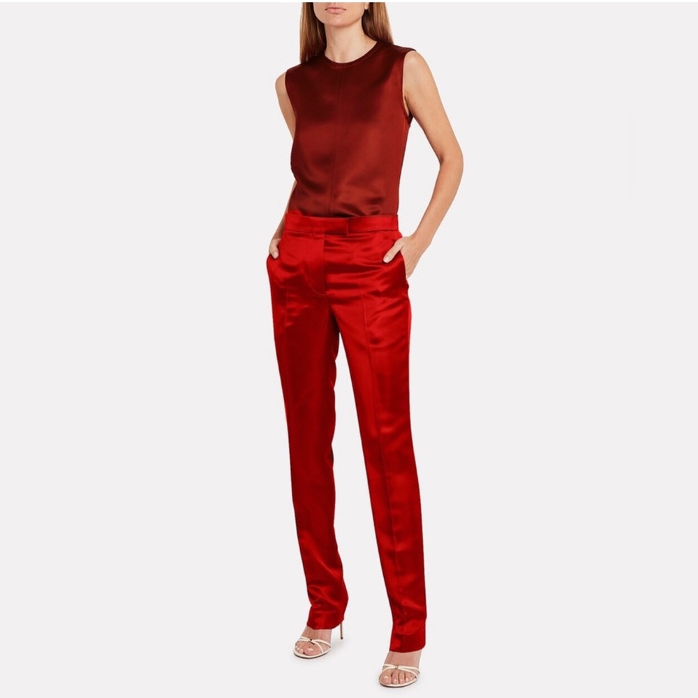 HELMUT LANG - Red Satin-like Dress Pants Sz 2 | Color: Red